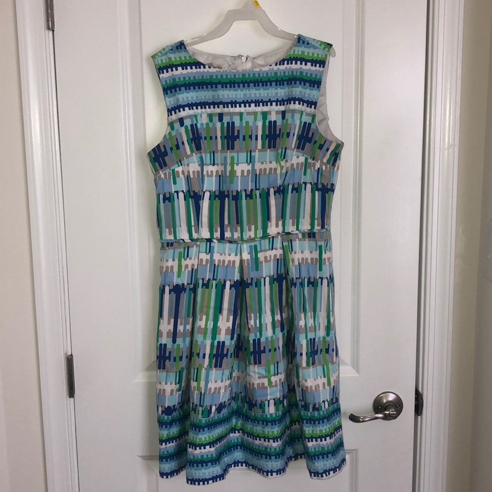 Blue and green sleeveless dress